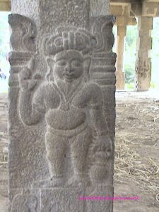 Interior pillar of the Mahabalipuram eclipse pavilion depicting a monk, recluse, muni or rishi